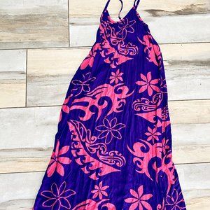 Hula Bay Hawaiian Polynesian Aloha Print Maxi Dress